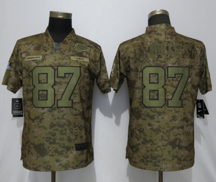 Women Kansas City Chiefs #87 Kelce Nike Camo Salute to Service Limited NFL Jerseys